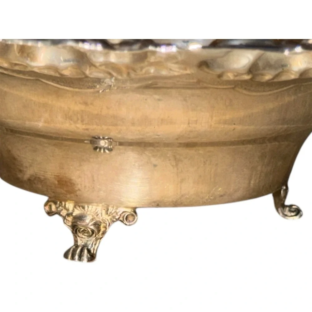 Hazorfim Israel Sterling Silver Footed Bowl 7 inch – Fruit Motif 925